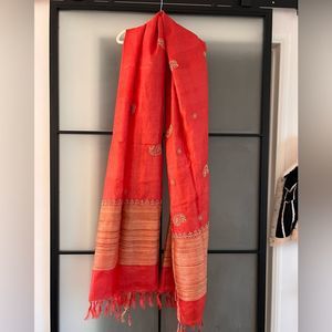 fabindia silk embroidered scarf shawl wrap / head covering